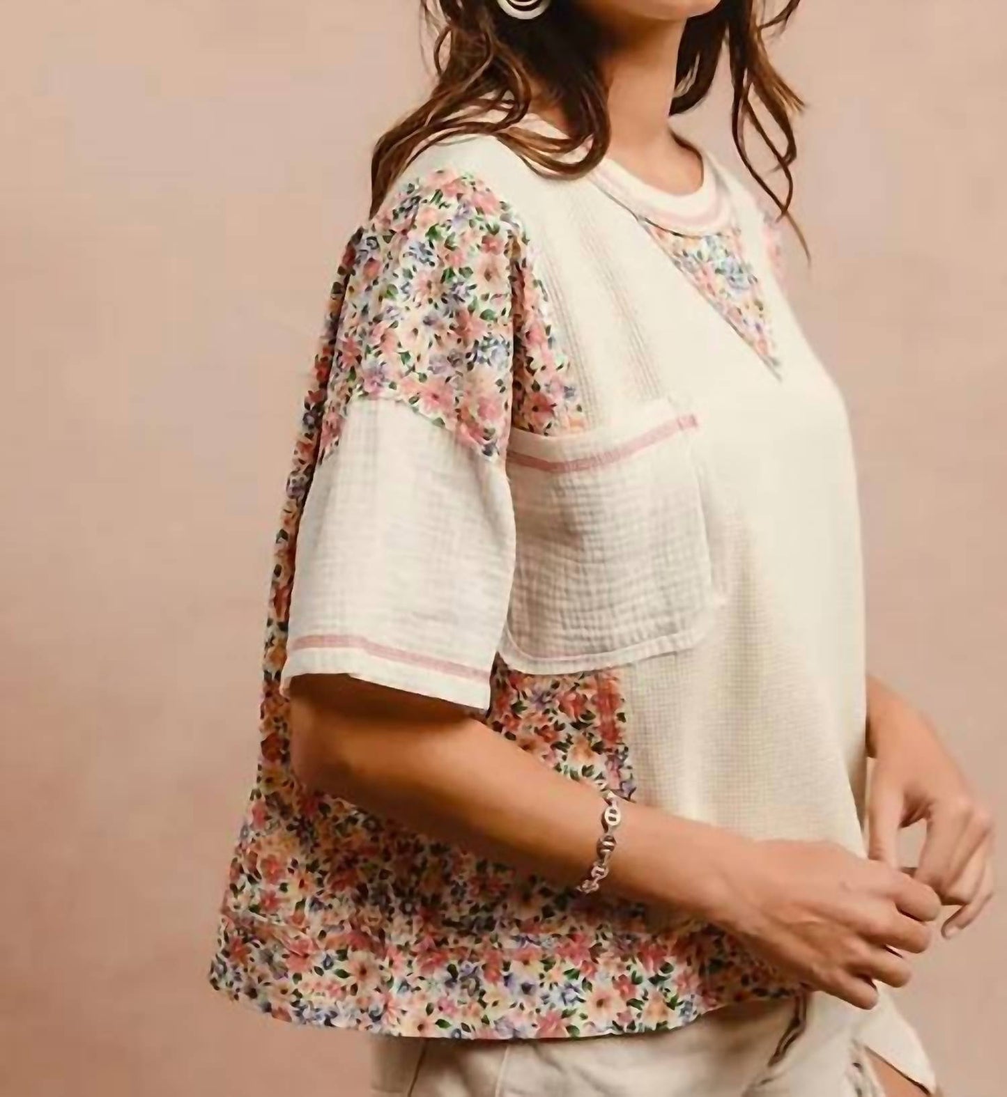 Bibi - Floral Patch Pocket Sweater Tee