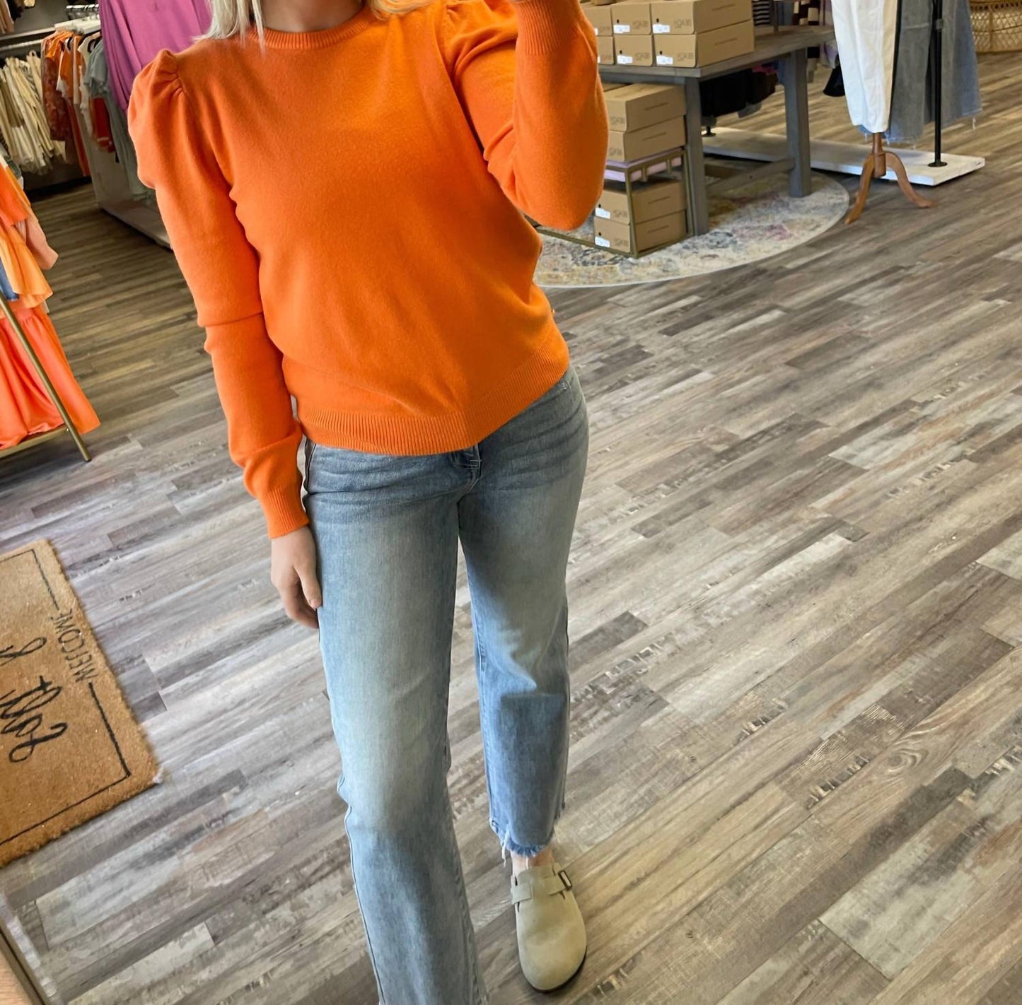 &Merci - Puff Sleeve Crew Neck Sweater