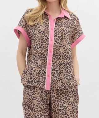 Entro - Leopard Button Up Top
