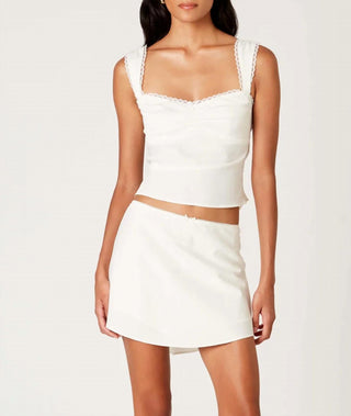 Nia - Sleeveless Lace Trim Tie Back Top