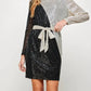 See And Be Seen - Sequin Color Blocked Long Sleeve Dress With Sash
