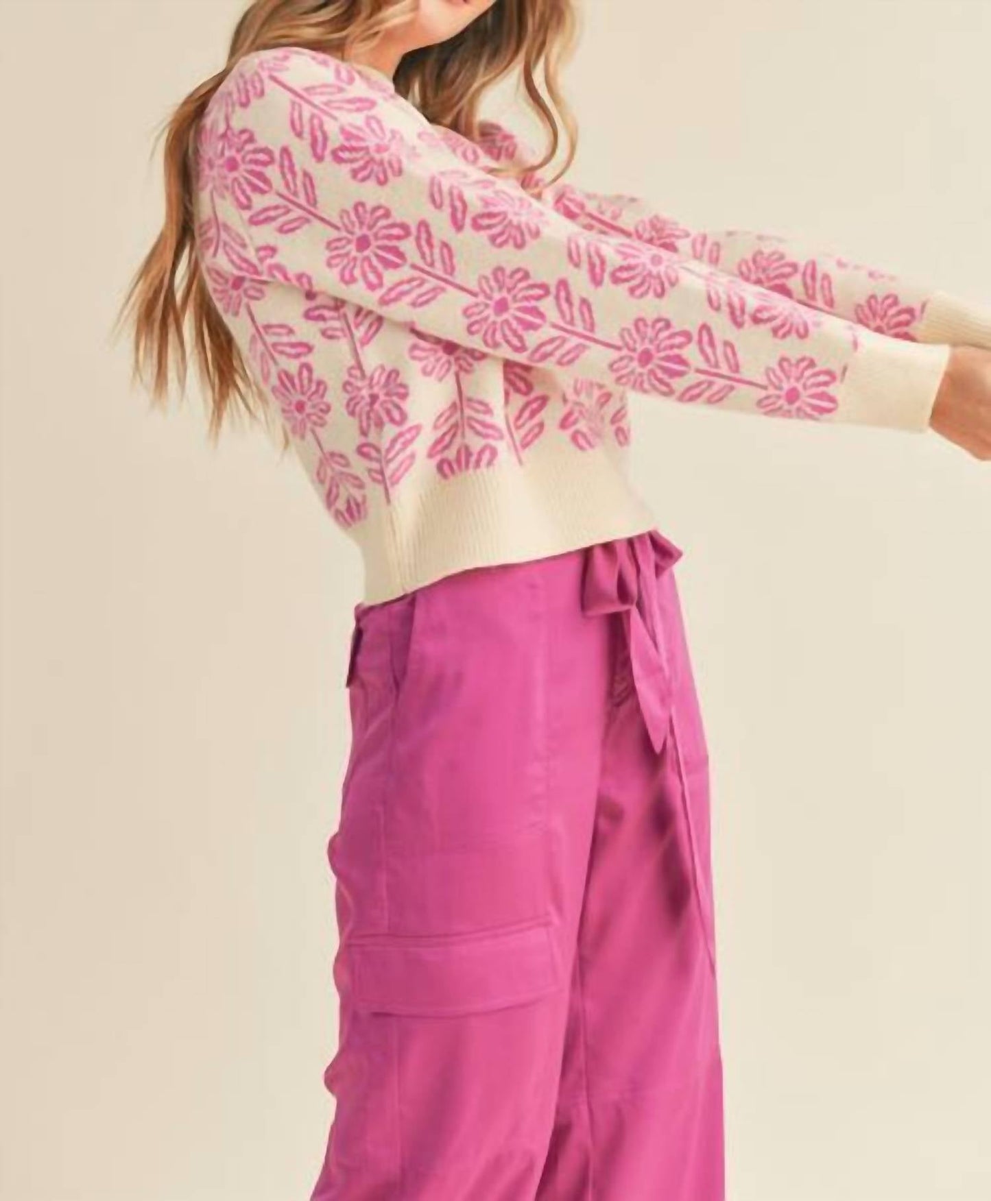 &Merci - Floral Pattern Knit Sweater