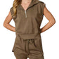 Papermoon - Half Zip Cropped Sweatshirt And Shorts Set