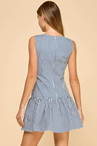 Tcec - Striped Ruffled Hem Mini Dress