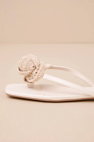 Billini - Idella Cream Crochet Rosette Flat Sandals