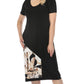Joseph Ribkoff - Abstract Print Short Sleeve Midi Cocoon T-shirt Dress