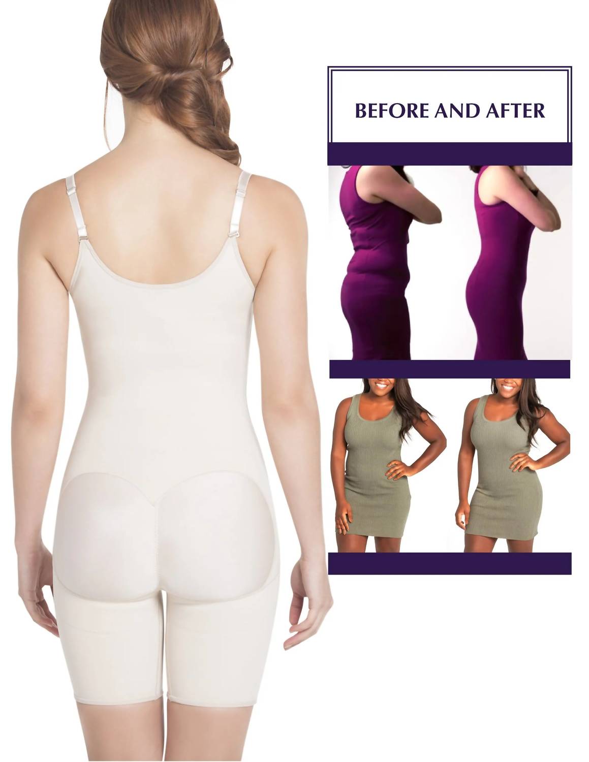 Siluets - Mid-thigh Full Body Shaper For Women – Adjustable Straps And Firm Compression