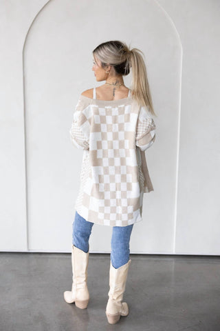 Anniewear - Shaina Checkered Open Cardigan