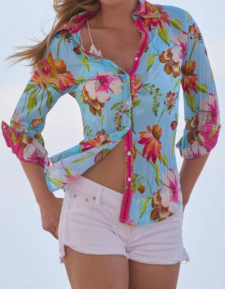 Cino - Tropicana Crinkle Button Down Shirt