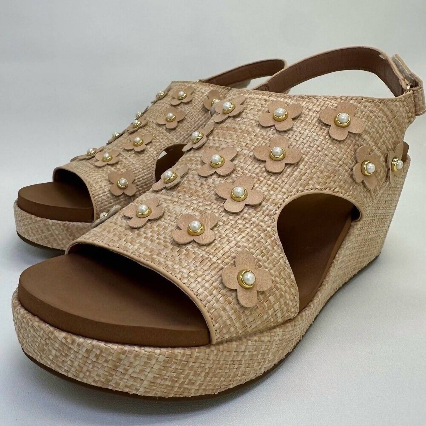 Corkys Footwear - Women's Carley Raffia Flower Wedge Sandal
