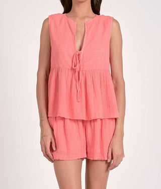 Elan - Peplum Gauze Tank