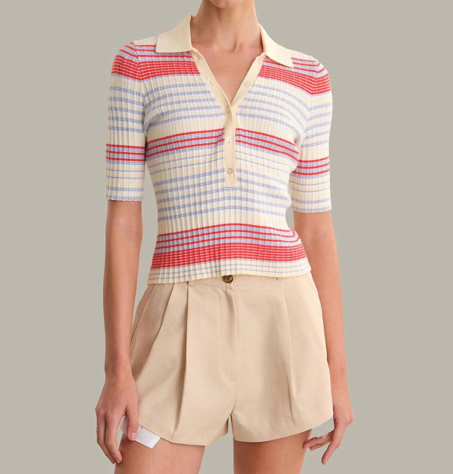 525 America - Calla Striped Polo Top