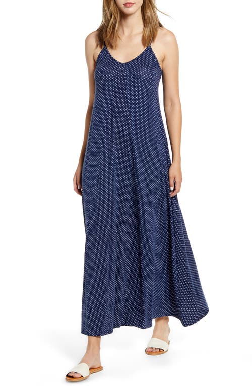 Loveappella Maxi Slipdress in Navy/Ivory, Size Large