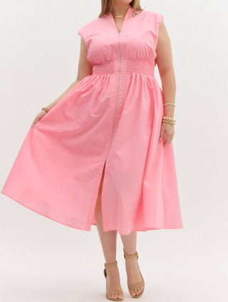 Entro - Smocked Waist Midi Dress