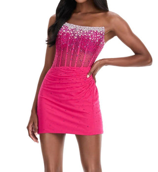 Ashleylauren - Strapless Beaded Mini Dress