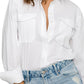 Good American Women's White Long Sleeve Button-Up Shirt - Size 2