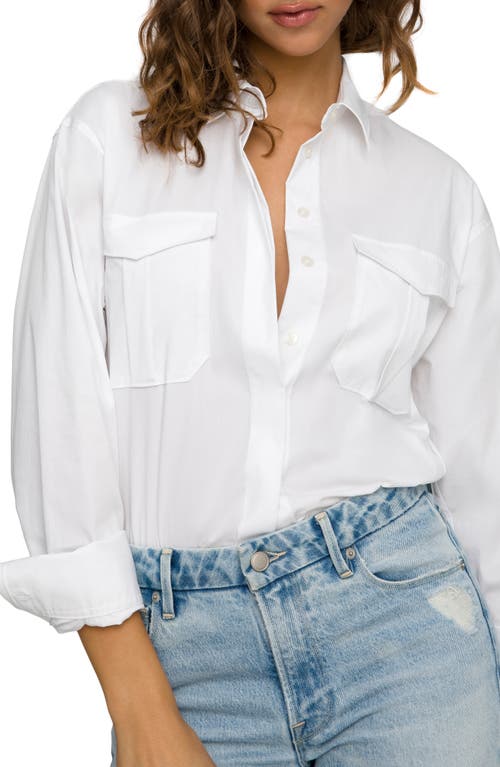 Good American Women's White Long Sleeve Button-Up Shirt - Size 2