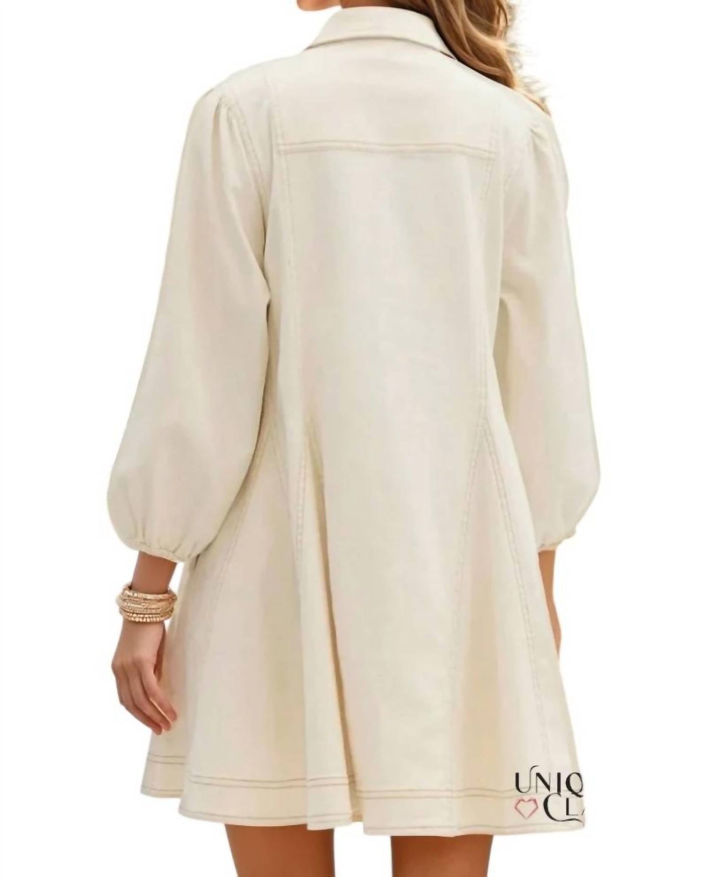 Entro - Rebeccah Denim Collared A-line Mini Dress