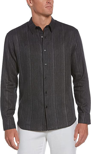 Cubavera Men's Solid Linen Shirt Gray Size X-Large