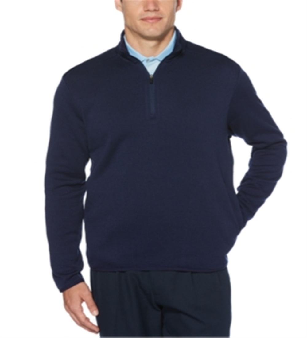 PGA TOUR Men's Sweater Quarter-Zip Golf Pullover Blue Size Medium