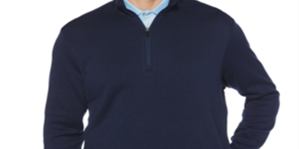 PGA TOUR Men's Sweater Quarter-Zip Golf Pullover Blue Size Medium