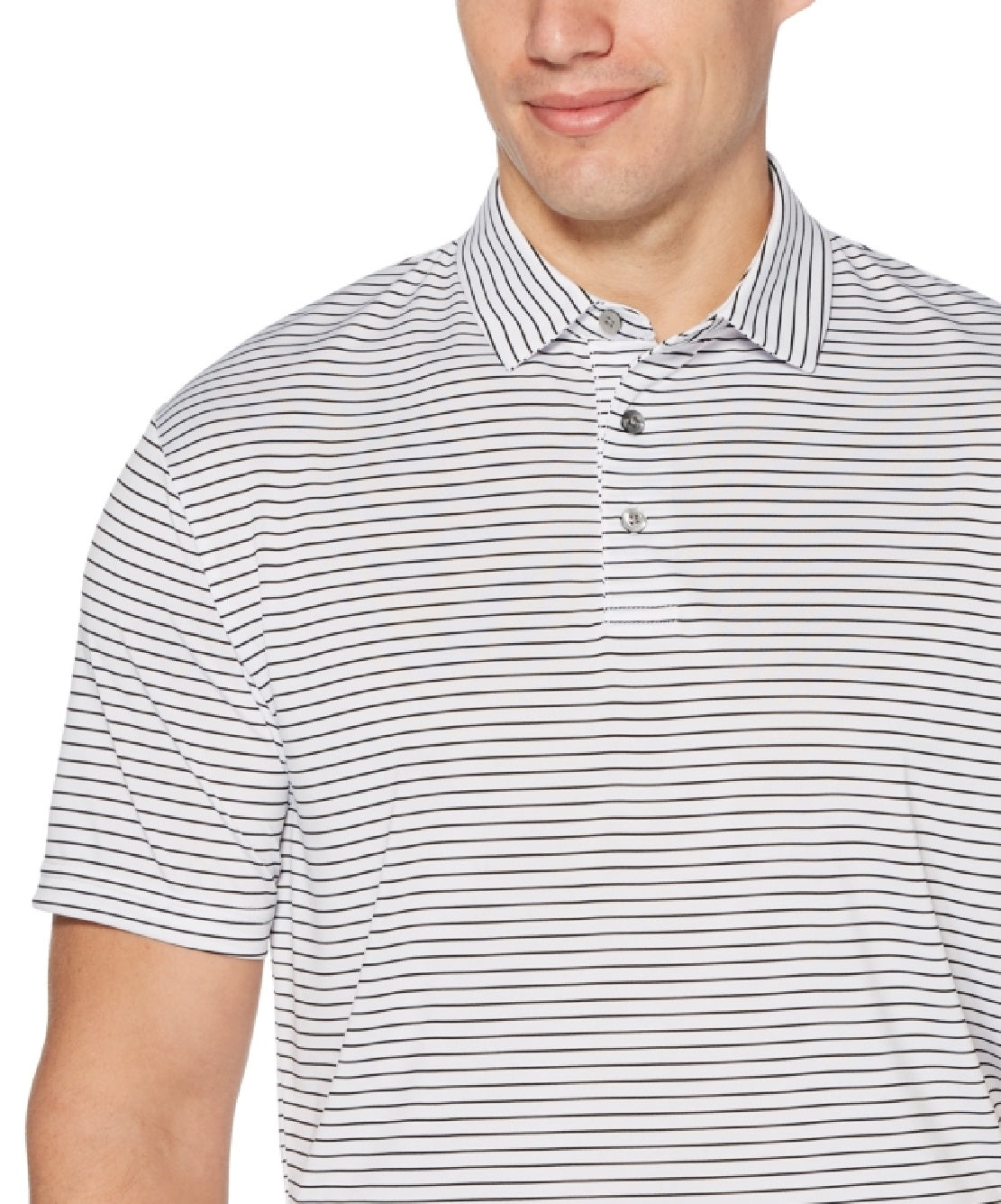 PGA Tour Men's Feeder Stripe Performance Golf Polo Shirt White Size Small