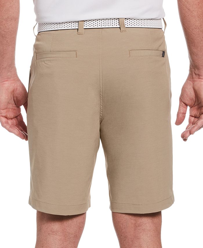 PGA Tour Men's Performance Stretch Flat Front Horizontal Textured Golf Shorts Brown Size 34