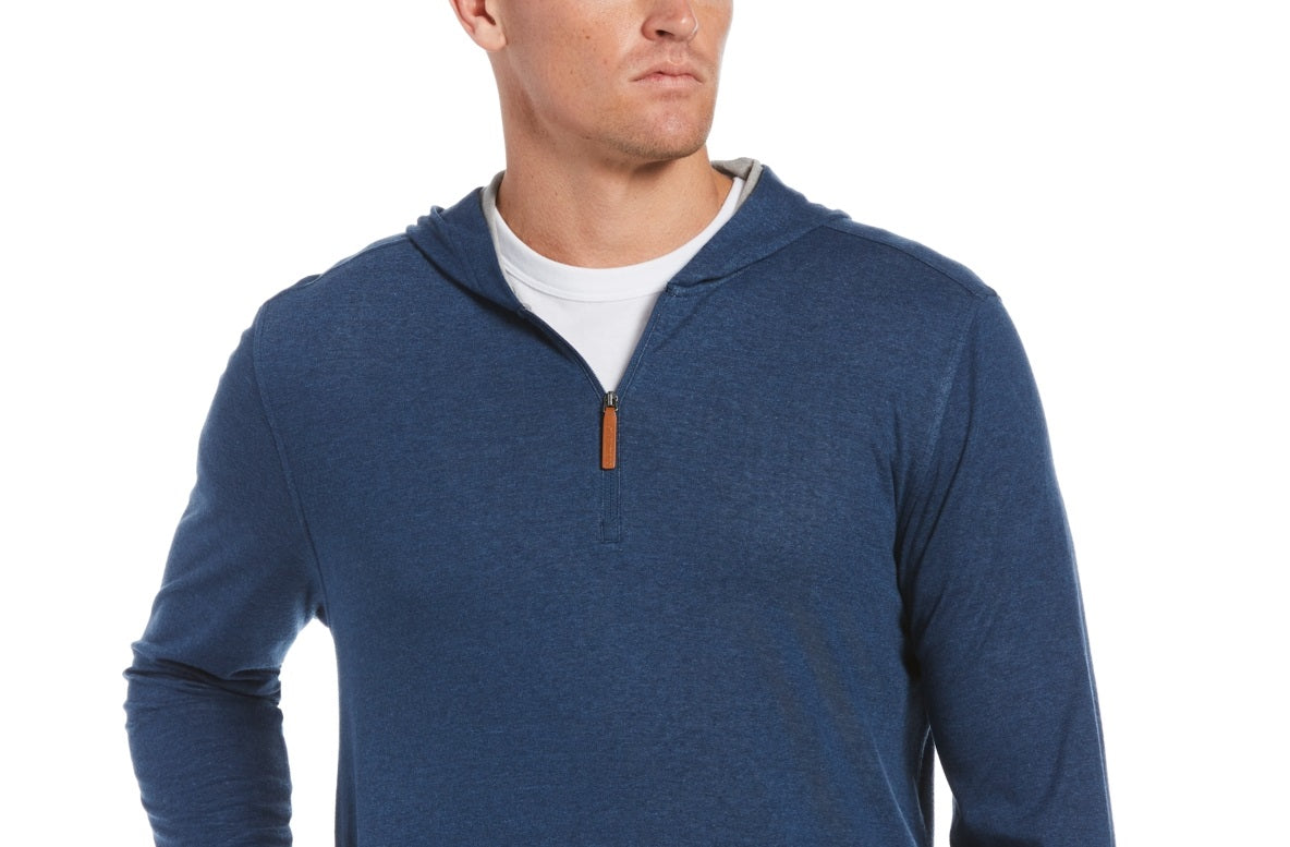 Cubavera Men's 1/4 Zip Heather Knit Hoodie Jacket Blue Size XX-Large