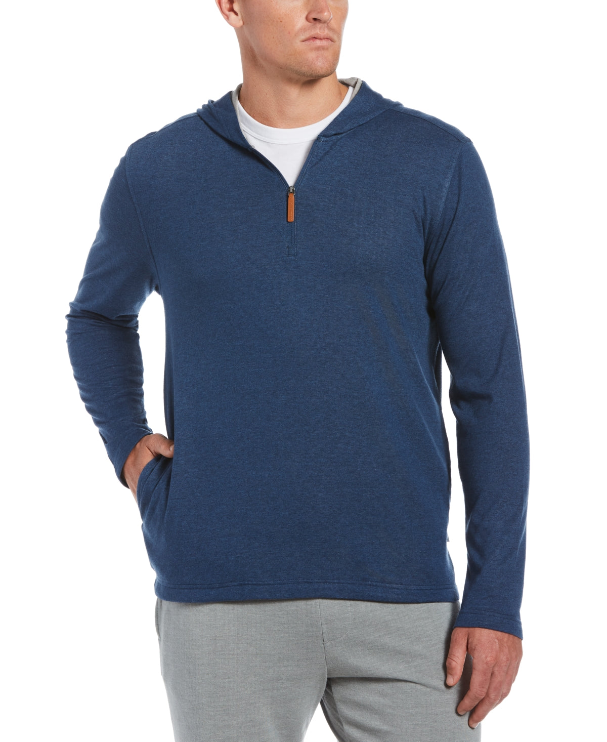 Cubavera Men's 1/4 Zip Heather Knit Hoodie Jacket Blue Size XX-Large