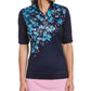 PGA Tour Women's Floral Half Sleeve Golf Top Blue Size Small