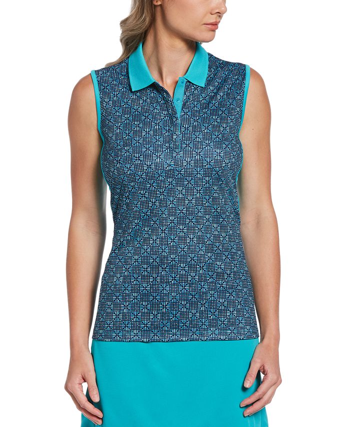 PGA Tour Women's Mosaic Print Sleeveless Golf Top Blue Size XX-Large