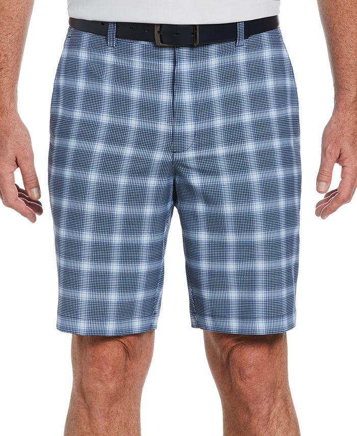 PGA Tour Men's Moisture Wicking Stretch Plaid Golf Shorts Blue Size 34