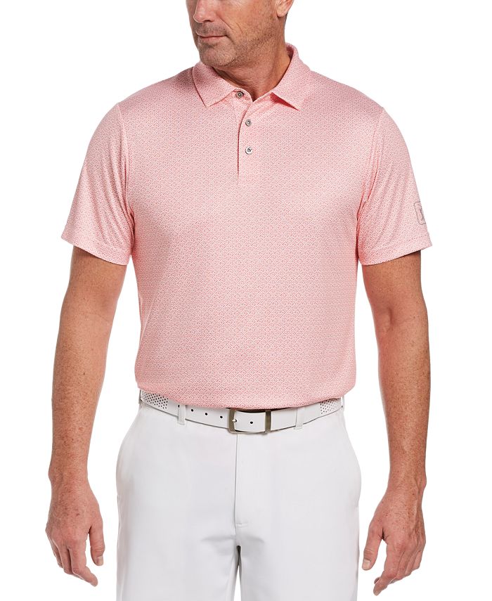PGA Tour Men's Mosaic Print Polo Shirt Pink Size X-Large