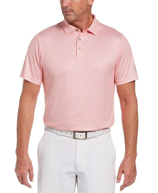 PGA Tour Men's Mosaic Print Polo Shirt Pink Size X-Large