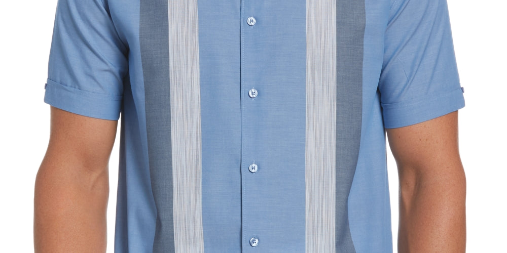 Cubavera Men's Ecoselect Paneled Shirt Blue Size Large