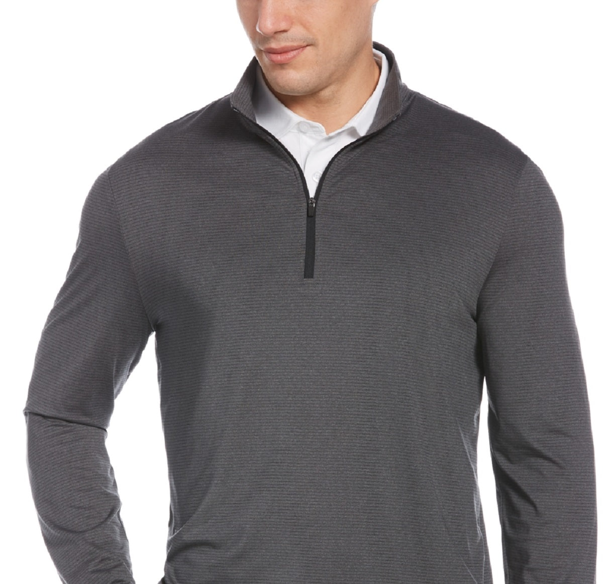 PGA Tour Men's Sun Shade Stretch Quarter Zip Golf Striped Pullover Black Size Medium