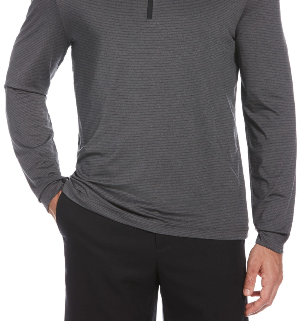 PGA Tour Men's Sun Shade Stretch Quarter Zip Golf Striped Pullover Black Size Medium