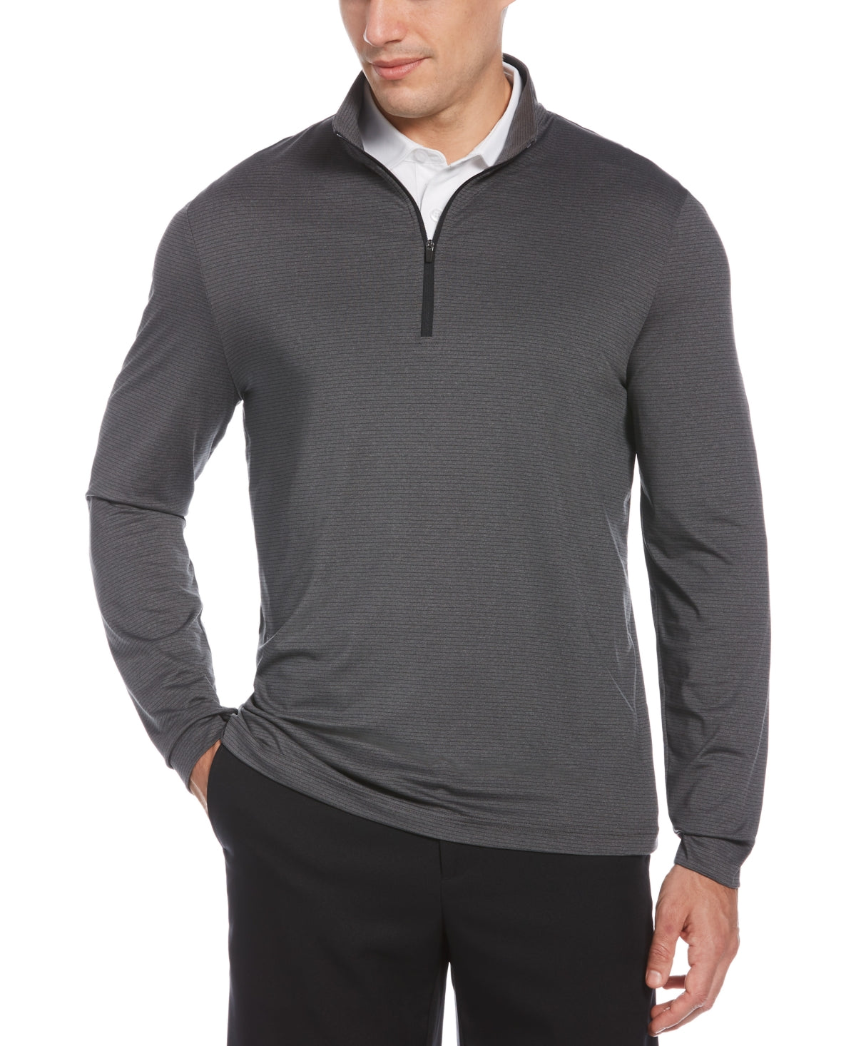 PGA Tour Men's Sun Shade Stretch Quarter Zip Golf Striped Pullover Black Size Medium