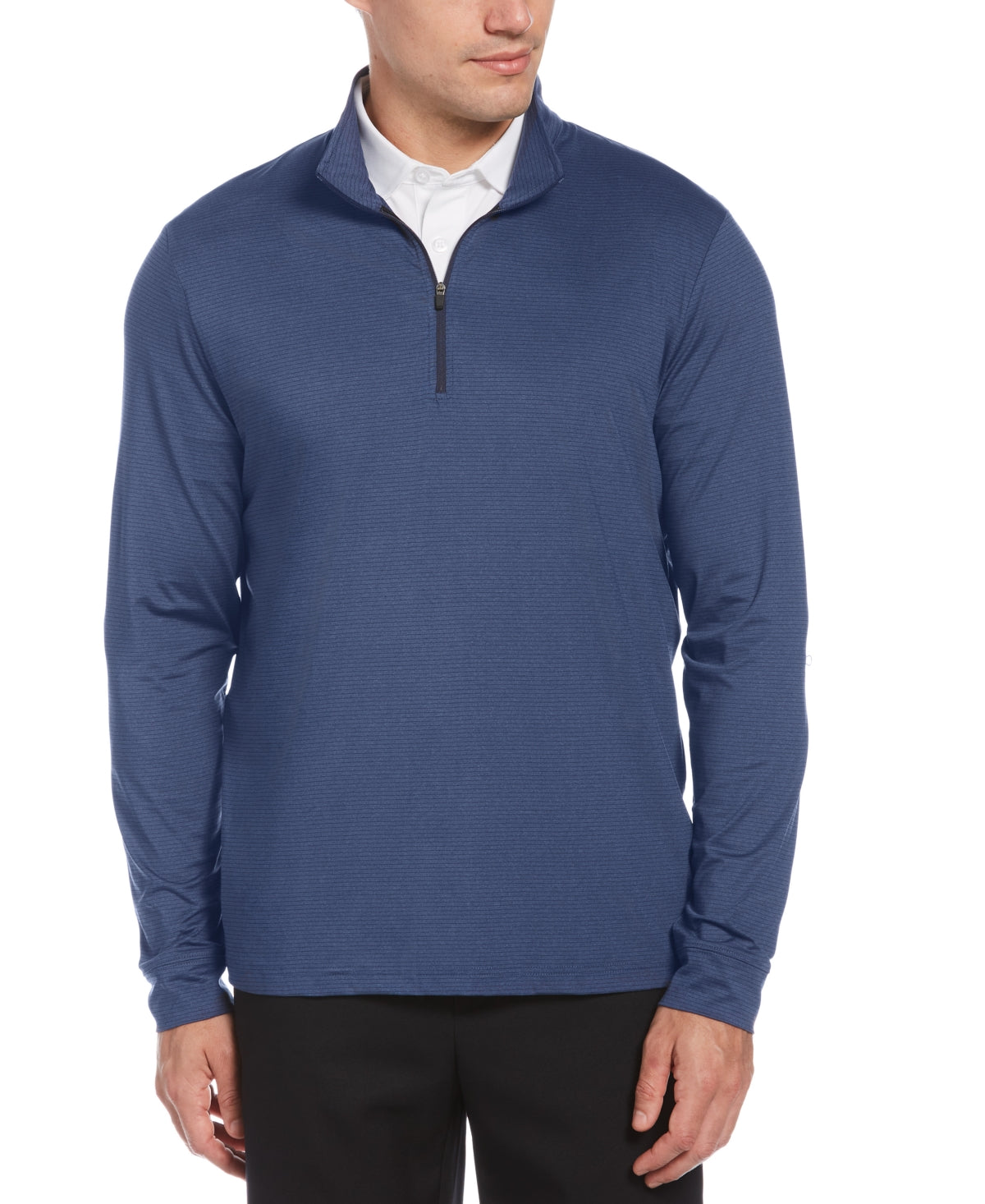 PGA Tour Men's Sun Shade Stretch Quarter Zip Golf Striped Pullover Blue Size M