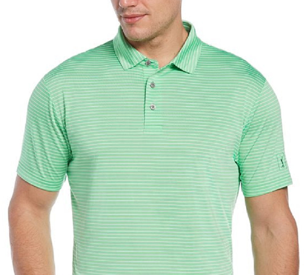 PGA Tour Men's Feeder Stripe Performance Golf Polo Shirt Green Size Medium