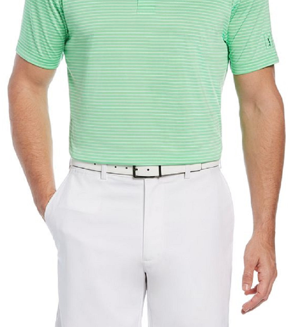 PGA Tour Men's Feeder Stripe Performance Golf Polo Shirt Green Size Medium