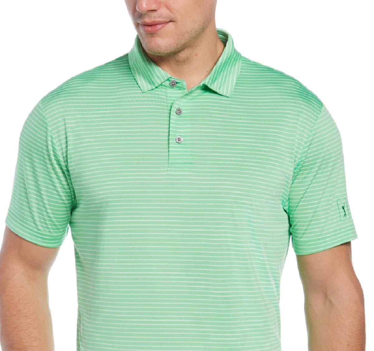PGA Tour Men's Feeder Stripe Performance Golf Polo Shirt Green Size Large