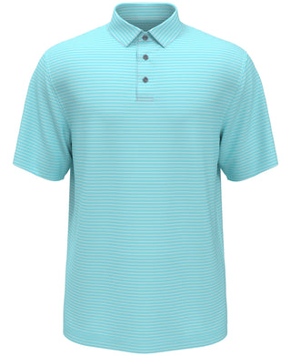 PGA Tour Men's Feeder Stripe Performance Golf Polo Shirt Blue Size Small
