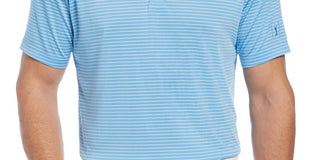PGA Tour Men's Feeder Stripe Performance Golf Polo Shirt Blue Size X-Large