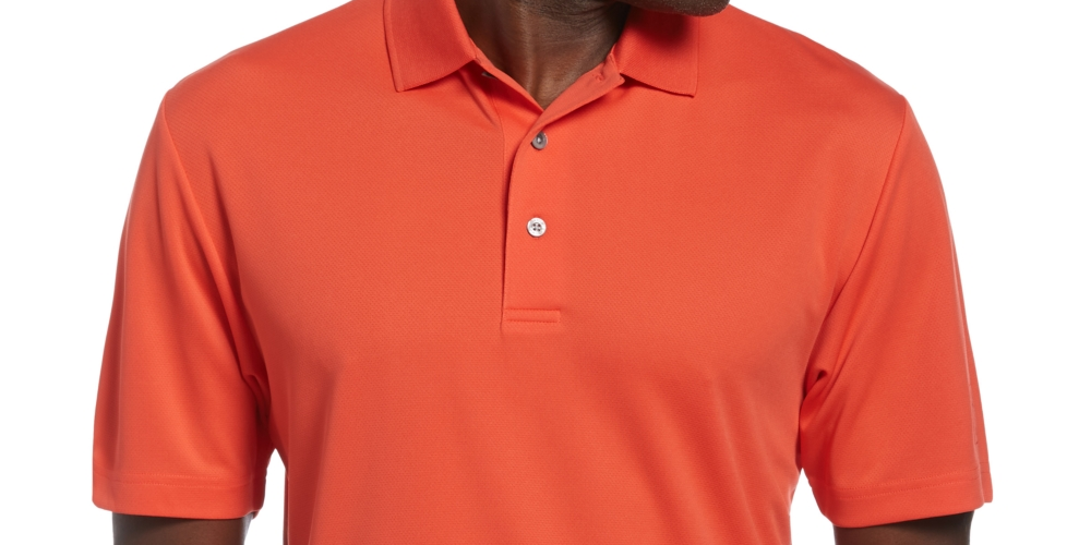 PGA Tour Men's Airflux Mesh Performance Golf Polo Shirt Red Size Medium