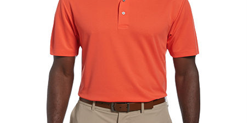PGA TOUR Men's Short Sleeve Polo Shirt Orange Size XL