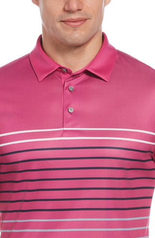PGA Tour Men's Contrast Stripe Polo Shirt Pink Size Medium