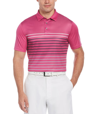 PGA Tour Men's Contrast Stripe Polo Shirt Pink Size Medium