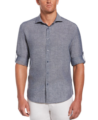 Cubavera Men's Travelselect Wrinkle Resistant Shirt Blue Size Small