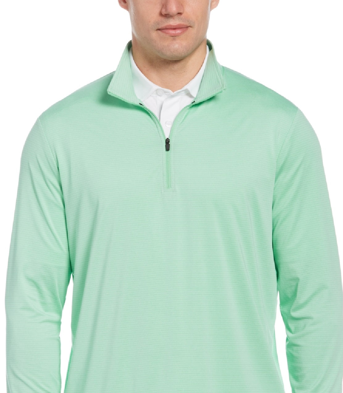 PGA Tour Men's Sun Shade Stretch Quarter Zip Golf Striped Pullover Green Size Medium